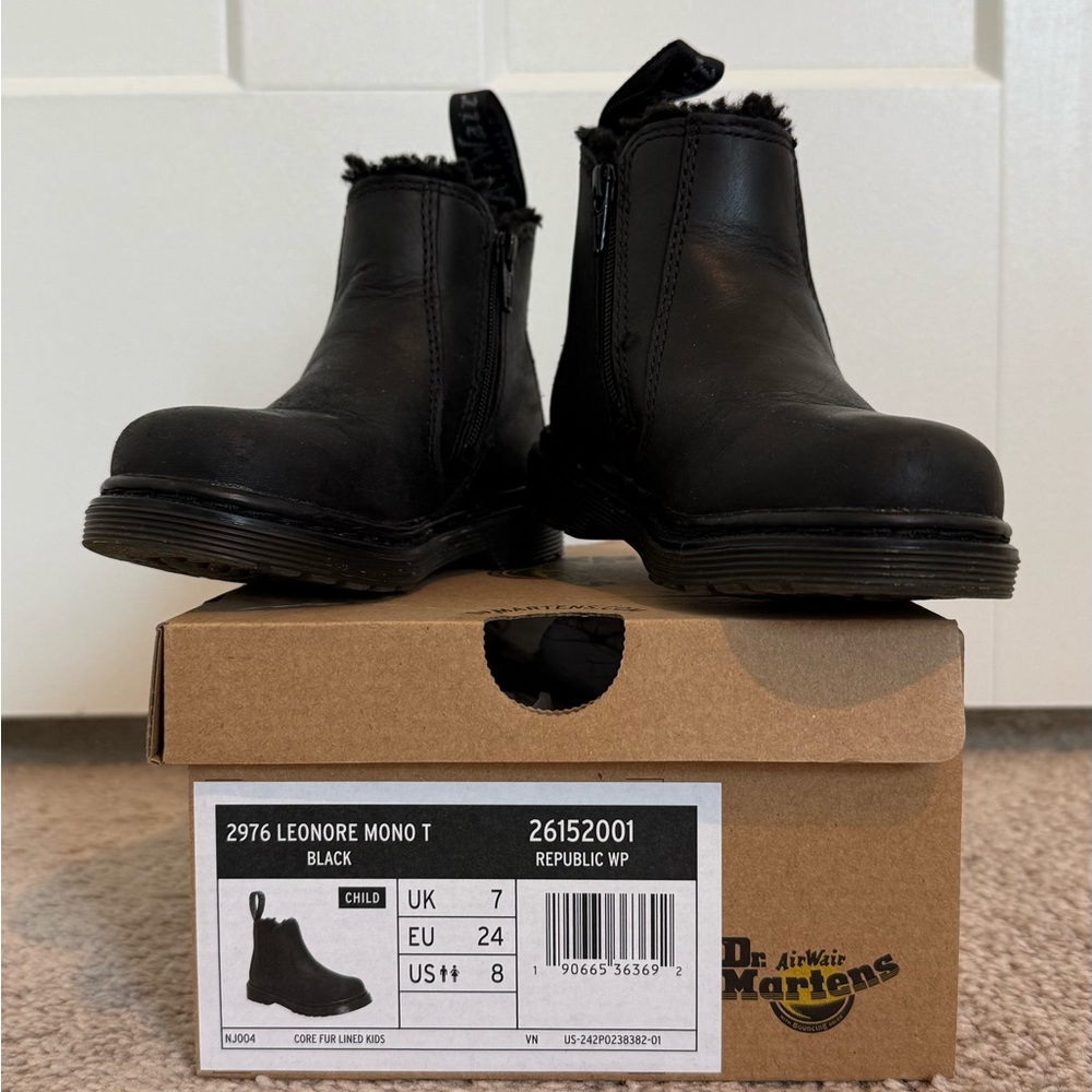 Dr. Martens Black Leonore Mono Boots toddler girl size 8